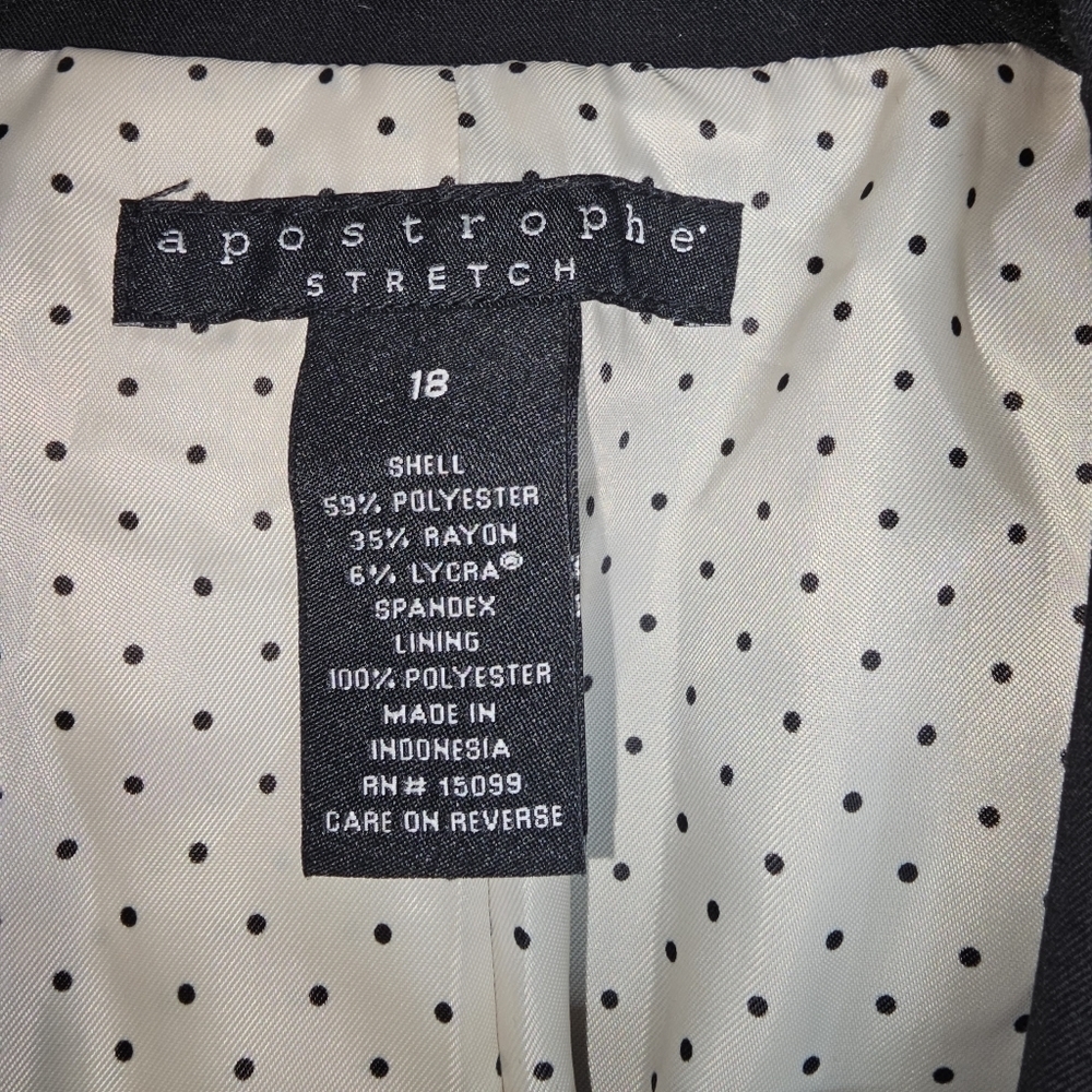 3 X 25 Apostrophe Womens Woman Blazer Jacket Split Collar Black Size 18 - Picture 9 of 14